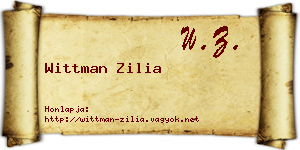 Wittman Zilia névjegykártya